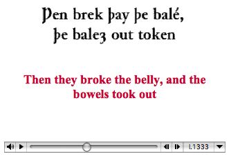 ‘Sir Gawain’ example with Old English as graphics and modern English as text