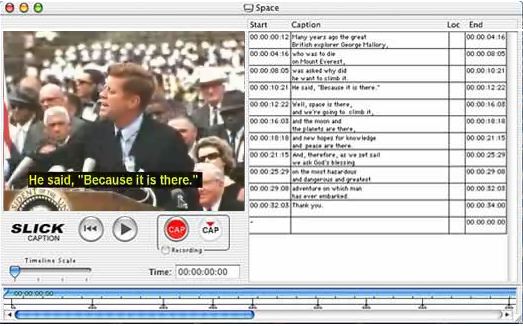 Superimposed captions in Slick Caption editor window