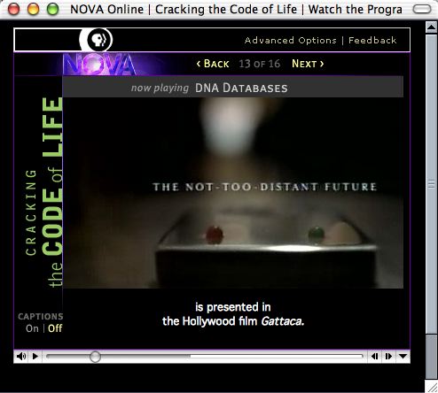 One of several carefully-crafted online presentations of PBS television material Captions as one part of a large graphical presentation including video, headlines and titles, and captions-on/off controls