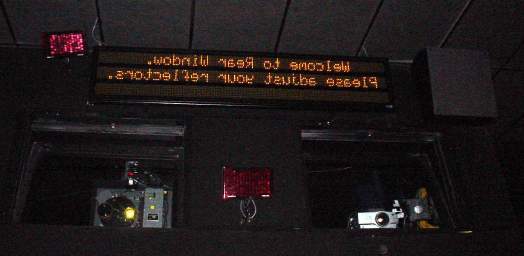 Paramount LED display, two emitters, and projection booth