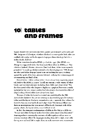 Tables and frames