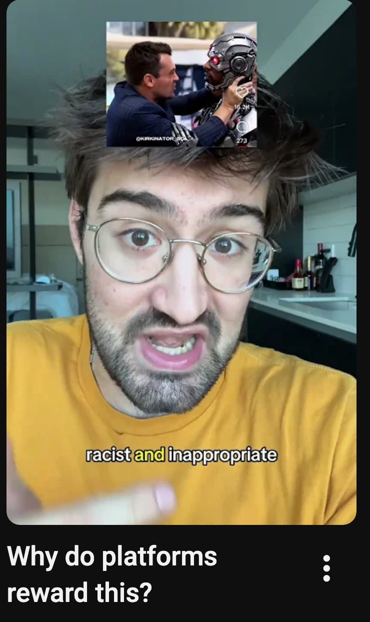 Aleksic, with wild hair, in YouTube short: Why do platforms reward this?